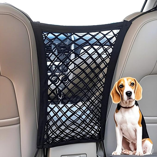 2PCS Dog Car Net Barrier, Dog Net for Pet Netting for Car with Stretchable Storage Bag Universal for Cars Black High Elastic Double Layer Motorcycle Cargo Nets(11.2 * 9.8in)