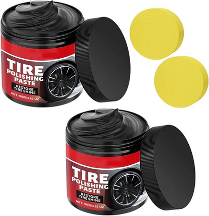Tire Gloss Protection Agent, Wheel Shine Tire Polishing Paste, Tire Coating Paste for Cars Trucks Motorcycles RVs & More (2pcs)