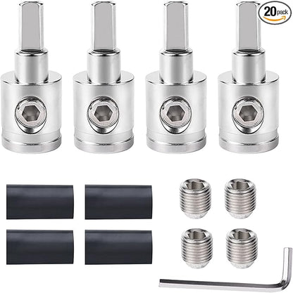 4PCS Heavy-Duty Car Stereo Audio Wire Reducer - 0 Gauge to 4 Gauge for Amp Input, AWG Pin Power & Ground Connection