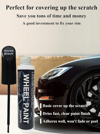 SYOAUTO Gloss Black Rim Touch Up Paint, Car Wheel Scratch Repair Touch Up Paint Pen, Universal Color Rim Wheel Paint (Gloss Black)