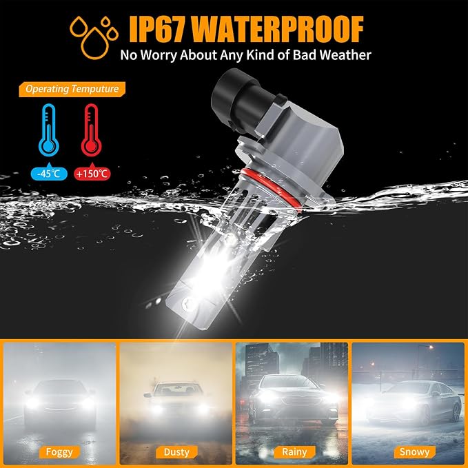 Fit 2005 2006 2007 2008 2009 2010 Lights Bulbs for Nissan Armada, 9005 High Beam 9006 Low Beam and 880 Fog Light Bulb Set, 6500K Cool White, 500% Brightness, Plug and Play - 6 Pack