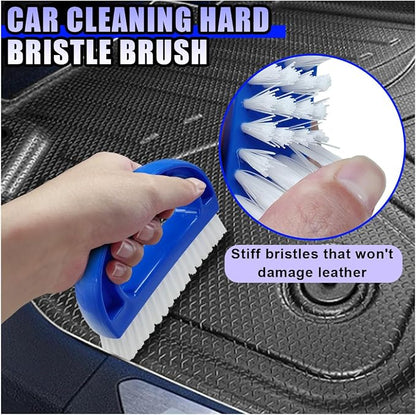 YoRise 2PCS Car Carpet Cleaning Brush, Stiff Bristle Floor Scrub Brush, Portable Car Cleaning Kit, Automotive Wash Brushes for Vehicles Interiors, Home, Floor Mat, Leather Seat (Blue)