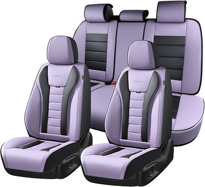 Coverado Car Seat Covers Full Set, Seat Covers for Cars, Front Seat Covers and Back Seat Cover Waterproof Leather Automotive Seat Cover, Universal Car Interior Protectors Cushion for Most Cars