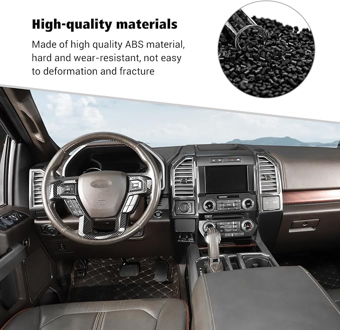 Voodonala for F-150 2015-2020 Center Console Interior Trim Cover Kits Compatible with Ford F150 2015-2020(9Pcs/Set,Carbon Fiber Black)