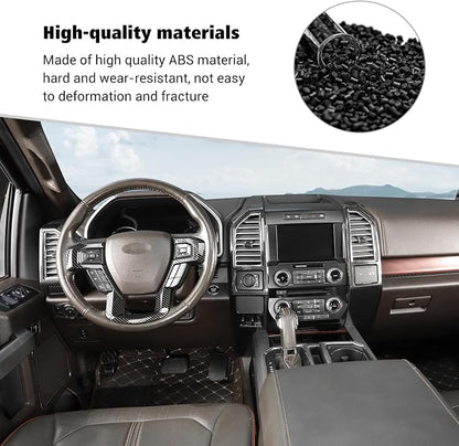 Voodonala for F-150 2015-2020 Center Console Interior Trim Cover Kits Compatible with Ford F150 2015-2020(9Pcs/Set,Carbon Fiber Black)