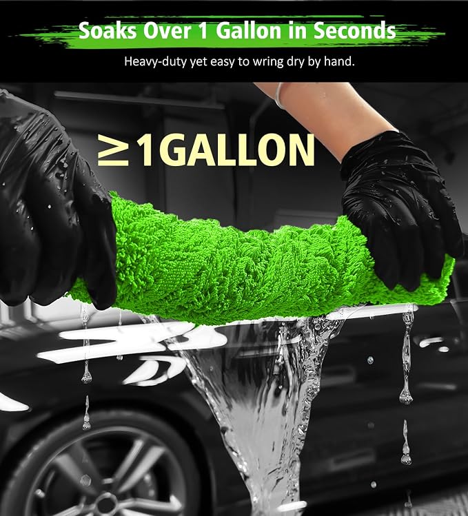 YeewayVeh 'Agile Giant' Car Drying Towel, 28x36 Inch Quick Car Wash Drying Towels, 1400 GSM Super Absorbent, Double Sided Microfiber Towels for Cars Effortless & Scratch-Free Detailing, Green