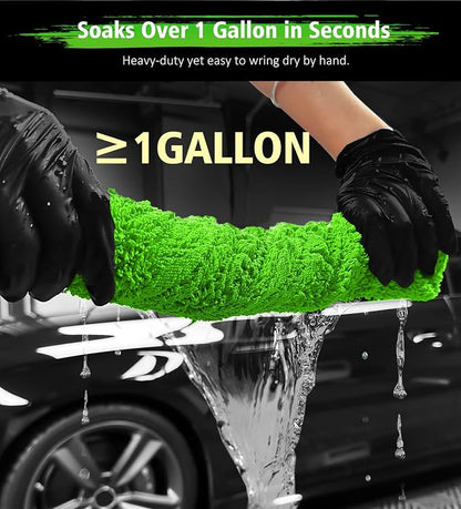 YeewayVeh 'Agile Giant' Car Drying Towel, 28x36 Inch Quick Car Wash Drying Towels, 1400 GSM Super Absorbent, Double Sided Microfiber Towels for Cars Effortless & Scratch-Free Detailing, Green