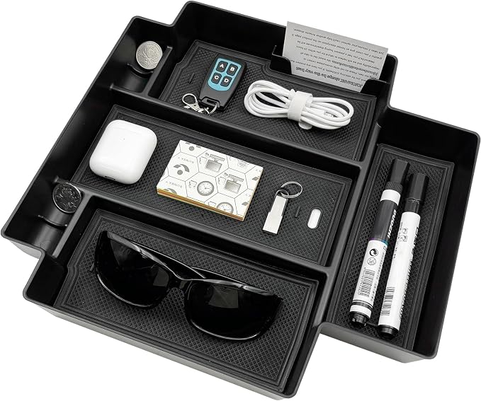 Console Console Organizer Storage Tray Accessories fits for 2024 2023 2022 2021 GMC Yukon Chevy Tahoe Suburban Only Fit for Power Sliding Console