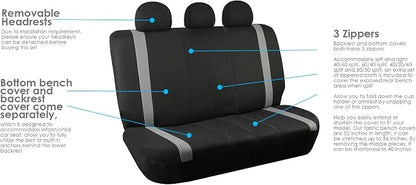 FH Group Car Back Seat Cover, Gray Cloth - Universal Fit Rear Seat with Rear Split Bench, Seat Protector for Dogs and Kids, Interior Accessories for SUV, Sedan and Van