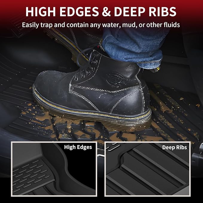 LASFIT Floor Mats Fit for Land Rover Range Rover Velar 2017-2026 & Jaguar F-Pace 2017-2026, Custom Fit TPE All Weather Waterproof Floor Liners 1st & 2nd Row Car Mats, Black