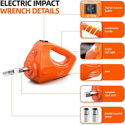 Car Jack Electric Hydraulic Jack Kit 5Ton 155-450mm Lift Inflator LED Light Impact Wrench 12V Portable Outdoor Home Emergency Tire Change Roadside Rescue Set for Sedan SUV MPV Truck