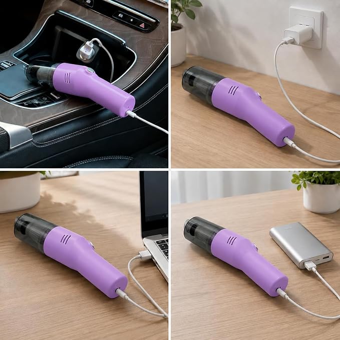 catsMeow Mini Handheld Vacuum Cordless, Lightweight Portable Vacuum Cleaner for Home, Car, Desk, Keyboard, Sofa and Crumbs, USB Rechargeable Small Vacuum with Washable Filter, Stylish Lavender Purple