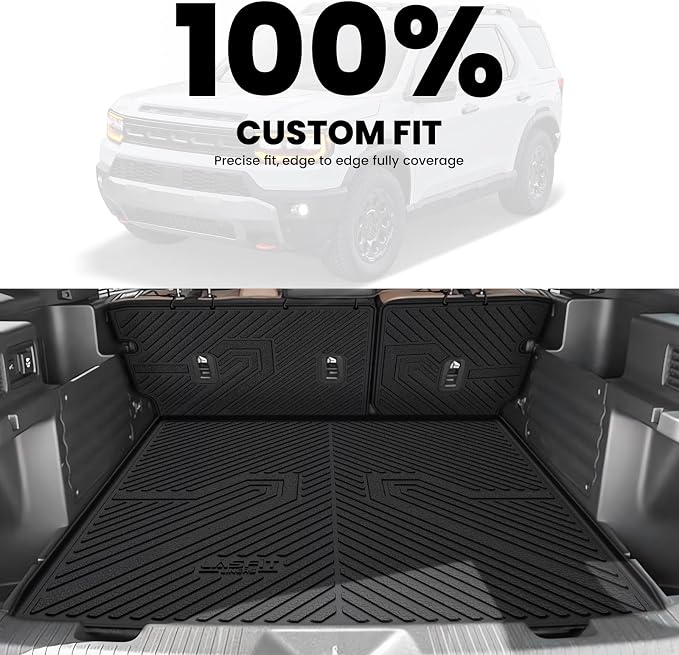 LASFIT Full Set Floor Mats for Honda Passport 2026, Extended Door Sill Coverage All Weather TPE Custom Fit Passport Floor Liner Accessories, 1st & 2nd Row & Cargo Mat with Backrest Mat Full Set, Black