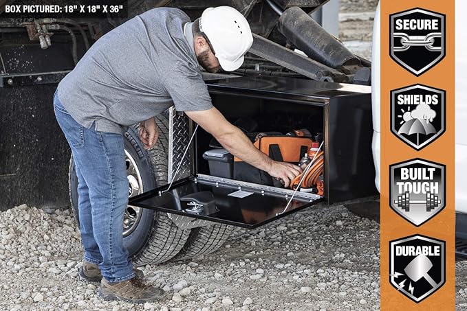 Buyers Products 1703403 White Steel Underbody Truck Tool Box, 14 x 16 x 30, Made in USA, 14 Ga Steel, Locking Stainless Latch, Weather-Resistant, Powder-Coated, Secure Storage for Work Trucks