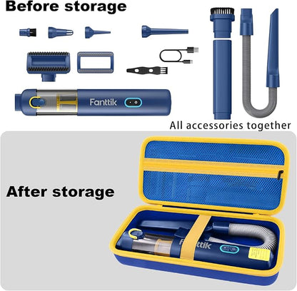 co2CREA Storage Case for Fanttik V8 Apex/Slim V8 Mate/V10 Apex/Slim V10 Mate Portable Mini Cordless Vacuum – Hard EVA Protective Carrying Bag with Accessory Organizer (Blue Case)