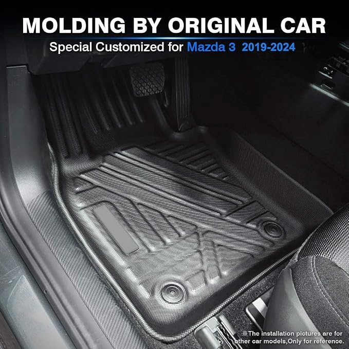 KUST Floor Mats for 2019-2025 2026 Mazda 3 (FWD Only), All Weather TPE Rubber Car Mats for Mazda3 Accessories 1st & 2nd Row Liners Non-Slip High Side