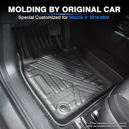 KUST Floor Mats for 2019-2025 2026 Mazda 3 (FWD Only), All Weather TPE Rubber Car Mats for Mazda3 Accessories 1st & 2nd Row Liners Non-Slip High Side