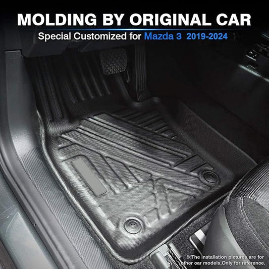 KUST Floor Mats for 2019-2025 2026 Mazda 3 (FWD Only), All Weather TPE Rubber Car Mats for Mazda3 Accessories 1st & 2nd Row Liners Non-Slip High Side