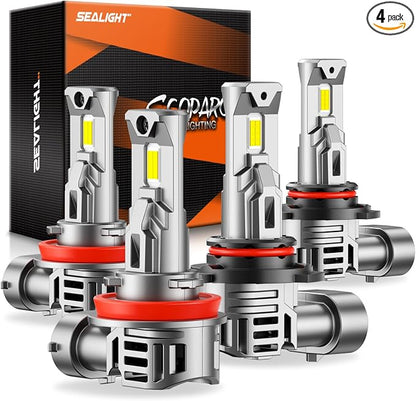 SEALIGHT 9005 H11 Lights Bulb Combo, 80000LM, 800% More Light, High-Performance Fog and Off-Road Lights, 9005/HB3 H11/H9/H8 Fog Light, Pack of 4