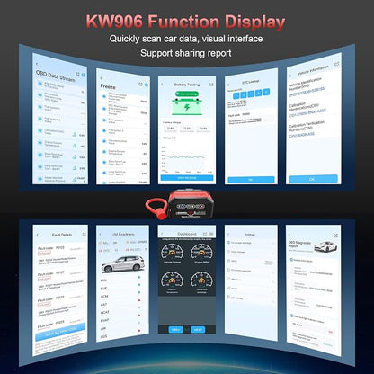 KONNWEI KW906 Red OBD2 Scanner Bluetooth (Red)