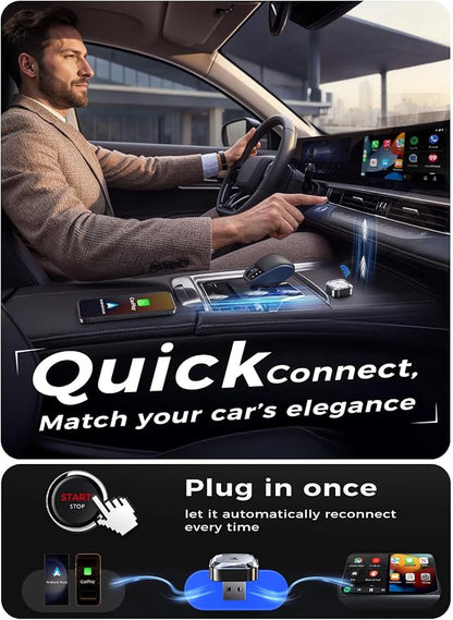 Wireless CarPlay Adapter & Wireless Android Auto Adapter, 2 in 1 Car Dongle with WiFi 6 & Bluetooth 5.4, 3s Auto-Connect, Metal Housing for Better Cooling, Includes USB-C Adapter, Fits 1000+ Vehicles
