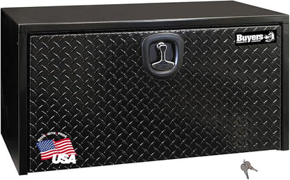 Buyers Products 1702505 Black Steel Underbody Truck Box - Weatherproof Storage Container with Aluminum Diamond Tread Door & Compression Latch, 18 x 18 x 36 Toolbox for Trucks and Trailers, Made in USA