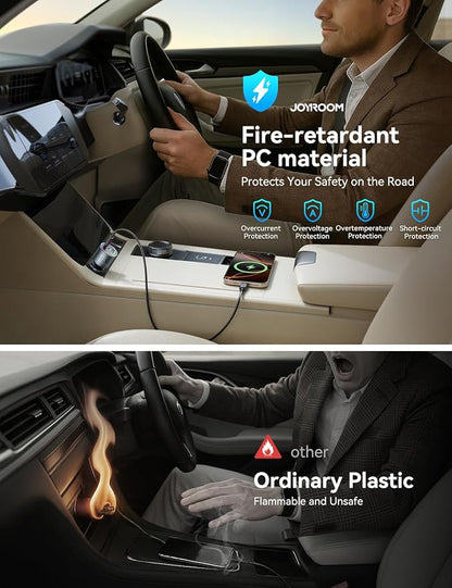 JOYROOM 175W Super Fast Car Charger [GaN] 3-Port Car Charger USB C Fast Charge with USB-C Cable, Car Cigarette Lighter USB Charger for iPhone 17/16/15, Samsung S26/25, Pixel 10, MacBook, iPad and More