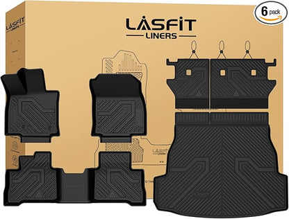LASFIT Floor Mats & Trunk Mat & Backrest Mat for Toyota RAV4 2026 Hybrid (Not Fit Plug-in Hybrid. Fit for Cargo with Subwoofer) RAV 4 All Weather TPE Custom Fit Automotive Car Liner Accessories Black