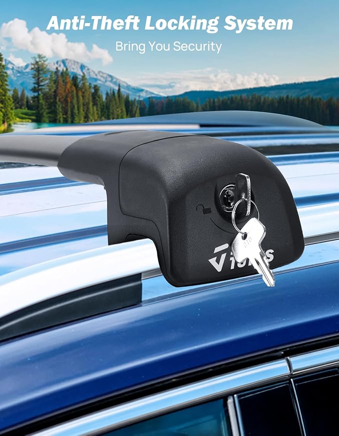 JOYTUTUS Lockable Roof Rack Cross Bars Compatible with Volkswagen VW Tiguan 2018-2026(Not for Limited) Taos 2022-2026, Heavy Duty Aluminum Anti-Theft Roof Rails Crossbars Luggage Racks