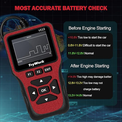 OBD2 Scanner Diagnostic Tool, Check Engine Code Reader with 35901 DTC Lookup, Mode 6 & 8, I/M Readiness for All OBDII Cars Since 1996 (Red)