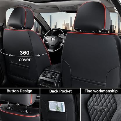 Coverado Automotive Seat Covers, Leather Seat Covers Front Seat, Black Car Seat Covers, Luxury Car Seat Covers, Seat Cushion, Front Driver Seat Covers, Car Seat Protector Universal Fit Most Cars