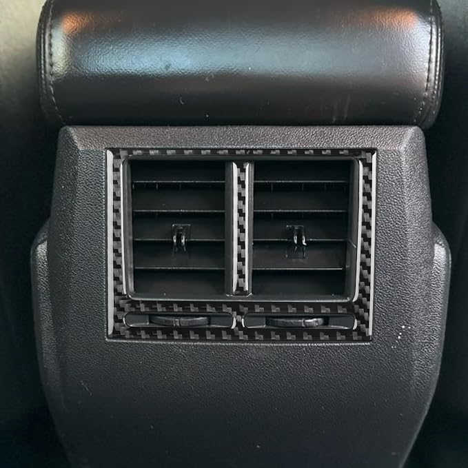 Real Quality Carbon Fiber Trim Car Rear Center Console Sticker A/C Air Vent Panel Decor Compatible with Dodge Charger 2008 2009 2010 Interior Accessories Black