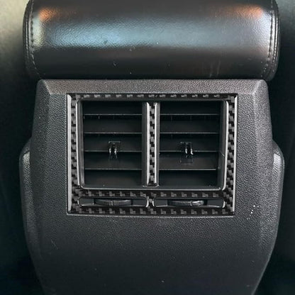 Real Quality Carbon Fiber Trim Car Rear Center Console Sticker A/C Air Vent Panel Decor Compatible with Dodge Charger 2008 2009 2010 Interior Accessories Black
