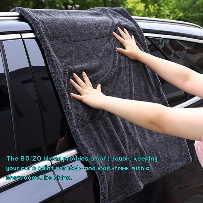 Microfiber Towels for Cars, 23.6"x35.4" 1200 GSM Ultra Thick Soft Car Detailing Drying Towel, Super Absorbent Double Twisted Loop Cloth Cleaning Towel for Car Truck SUV