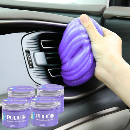 PULIDIKI Car Cleaning Gel for Car Cleaning Putty Car Putty Auto Detailing Tools Car Slime Cleaner Dust Cleaning Gel for Car Interior Cleaner Car Accessories Keyboard Cleaner Purple, 4 Pack (160g Each)