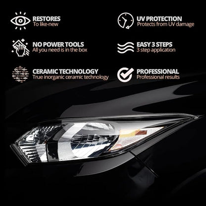 QIFOR Automotive Headlight Restoration Kit Oxidized and Yellowed Automotive Headlamps Blurring Enhanced Crystallization Coating Refurbisher,Maximum Gloss & Shine