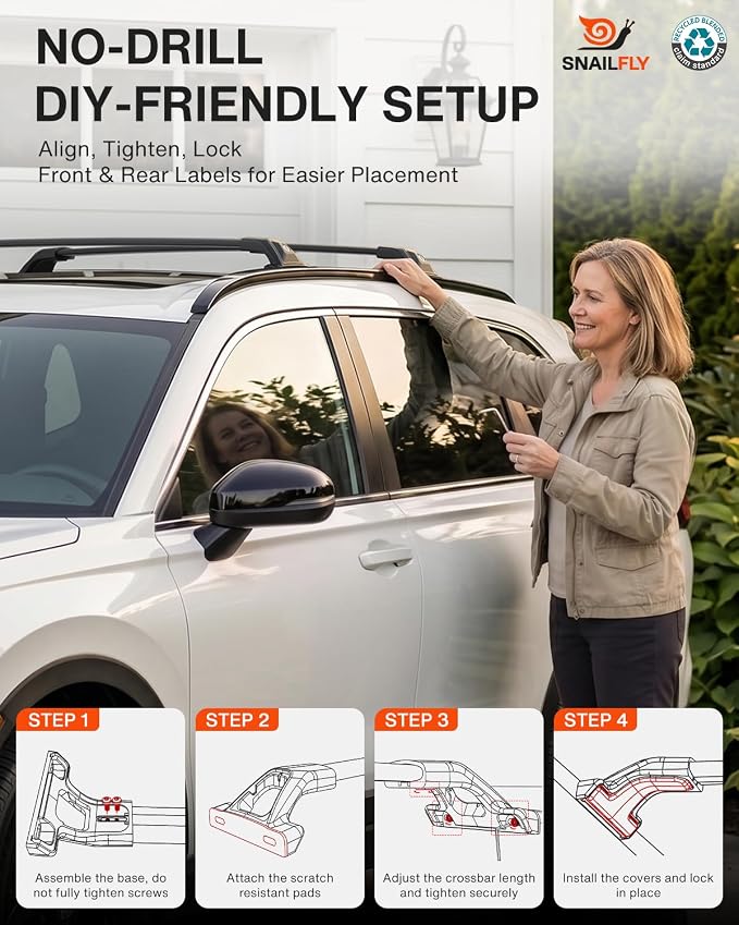 330 LBS Lockable Roof Rack Cross Bars Fit for 2022 2023 Chevrolet Bolt EUV with Flush Side Rails, Aluminum Crossbars for Rooftop Cargo Carrier Kayak Bike, Sunroof Friendly
