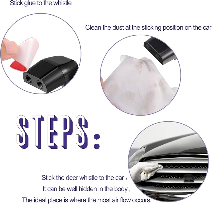 BBTO 8 Pieces Car Deer Warning Whistle Devices Dual Construction Deer Warning Whistle Devices Repellent Animal Alert Horn equipments with 28 Pieces Adhesive Tapes for Car Truck and Motorcycle