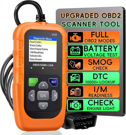 V119 OBD2 Scanner Code Reader, Check Engine Light Diagnostic Tool, Car Voltage Tester for Vehicles Since 1996