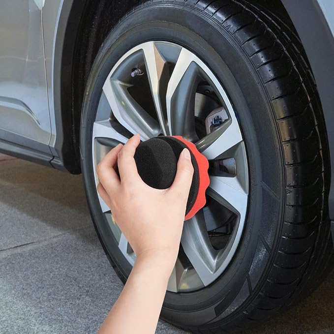 4 Pack Large Tire Shine Applicator Pad, Tire Hex Grip Applicator, Tire Shine Car Detailing Foam Sponge Tool, Reusable Car Cleaning Supplies After Car Wash Tire Cleaner for Applying Tire Shine