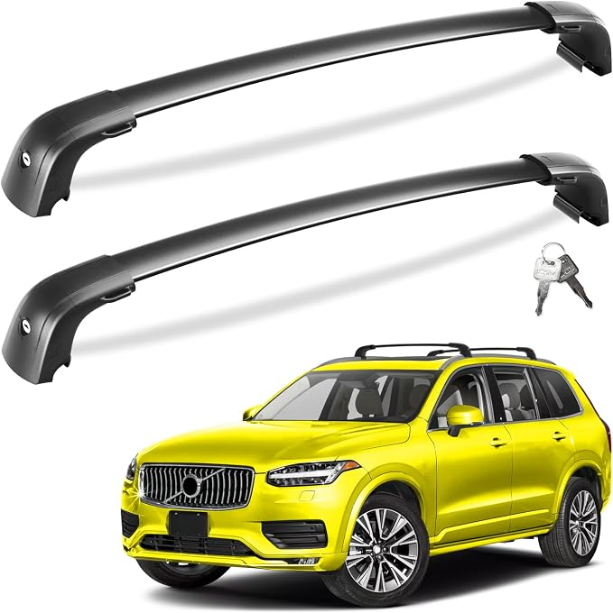 Tuyoung 300lbs Roof Rack Cross Bars Compatible with Volvo XC90 XC-90 2016-2026, Lockable Heavy Duty Aluminum Roof Rails Crossbars Cargo Bars Canoe Snowboard Rooftop Black Carrier Luggage