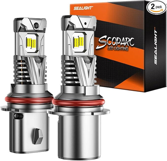 SEALIGHT S7S 9007/HB5 Light, 60000LM Brightest 6500K Cool White, 3Mins Easy Installation, 10 Years Lifespan, Plug-N-Play, IP68 Waterproof, 2 Pack