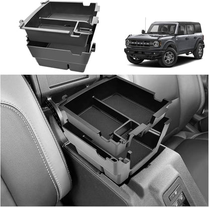 GZSH 2025 Upgrade Double-Layer Center Console Organizer fit for 2025 2026 Ford Bronco 4 Door Full Size |Not for Sport Model| Not for 2 Door Not for manual transmission