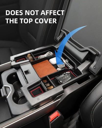Center Console Organizer for 5th Gen 2026 2025-2019 Ram 1500 2500 3500(Full Console w/Bucket Seats Only), ABS Storage Box, Middle Console Tray Organizer, Insert Container Pallet-Red