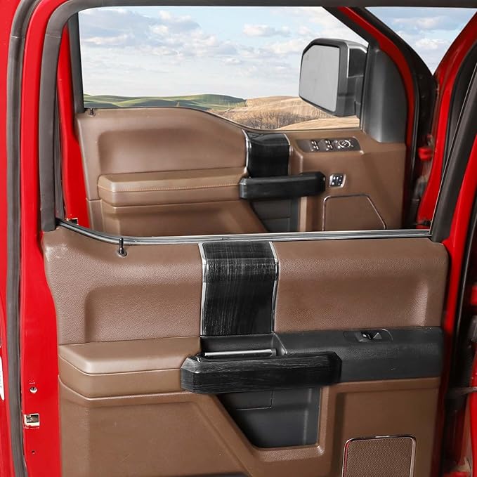 Voodonala for F-150 2015-2020 Interior Door Handle Cover with Door Panel Cover Compatible with Ford F150 2015-2020, F150 Interior Accessories 8Pcs(ABS,Black Wood)