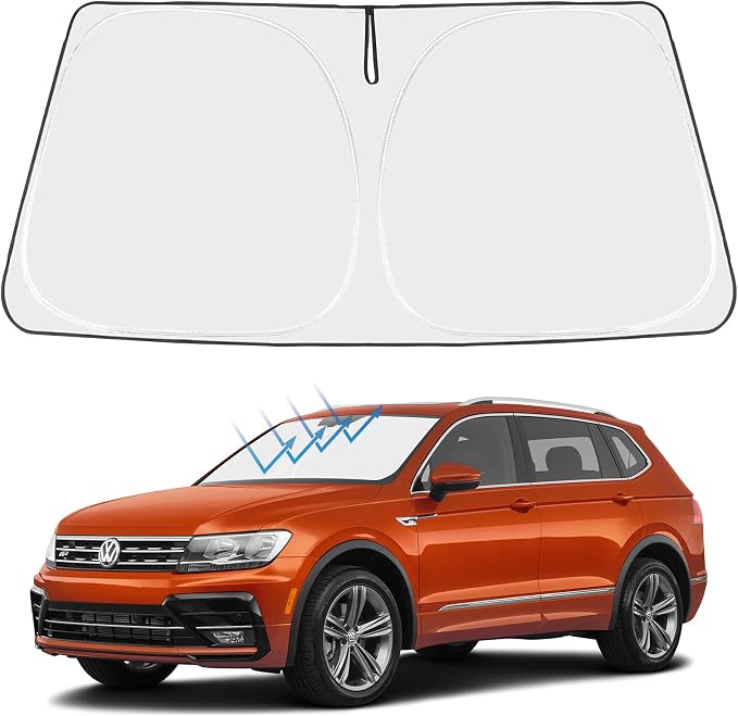 Proadsy 2026 Upgrade Front Windshield Sun Shade Foldable Sunshade Protector Custom Fit 2018-2024 VW Tiguan Crossover SUV Base Premium Limited Touring Accessories