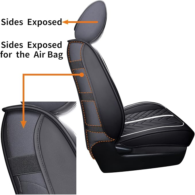 Tomatoman Tacoma Seat Covers Custom Fit for Tacoma 2005-2023 2024 2025 2026 Truck Access Crew Double Cab TRD Offroad Limited SR5 V6 Pickup Waterproof Faux Leather Car Cushions(2 PCS Front/Black-White)