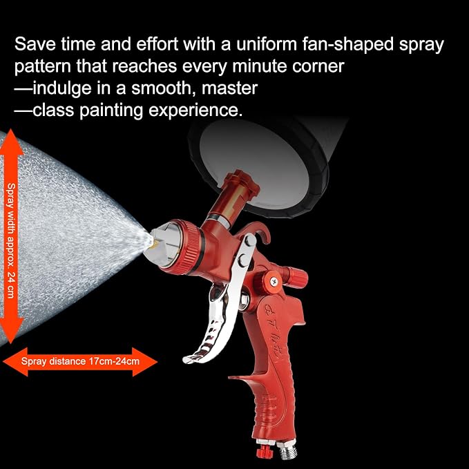 HVLP Gravity Feed Air Spray Gun with 650ml Mixing Cup& 10x Disposable Cups, 1.4/1.7/2.0/2.5mm Nozzles, Automotive Paint Sprayer Gun for House Painting, Car, Furniture, Fence, Varnish& Top Coat
