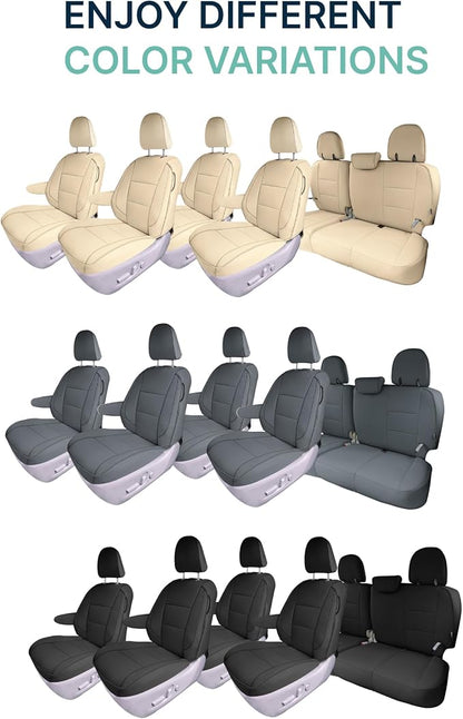 FH Group Custom Fit Car Seat Covers Specifically Made for 2011-2020 Toyota Sienna 7 Passenger, Car Seat Cover Full Set, Automotive Seat Covers in Black Faux Leather, Waterproof and Washable