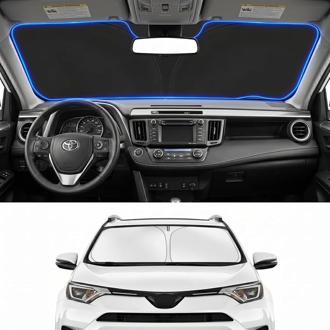 for 2013-2018 Toyota RAV4 Windshield Sun Shade Front Window Shade Custom Fit RAV4 Accessories LE, XLE, Premium, XSE, Limited, SE, TRD Off-Road Sun Visor Protector Foldable Blocks UV Rays